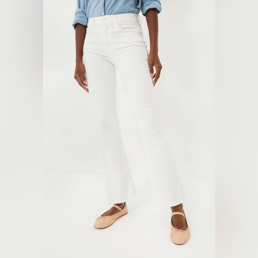 MOTHER White High-Rise Flared Jeans